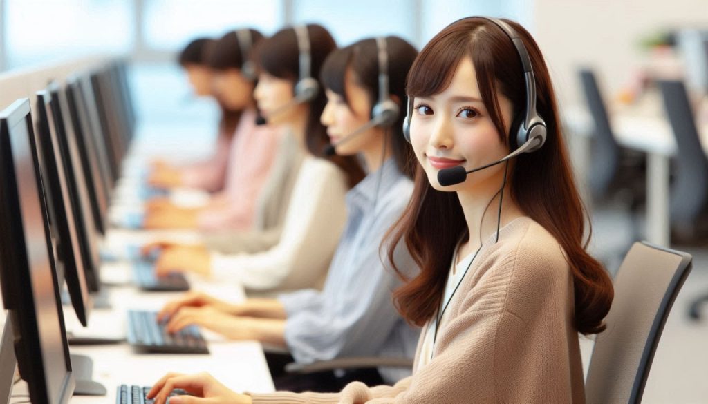 大企業のコールセンターで働く日本人20代女性